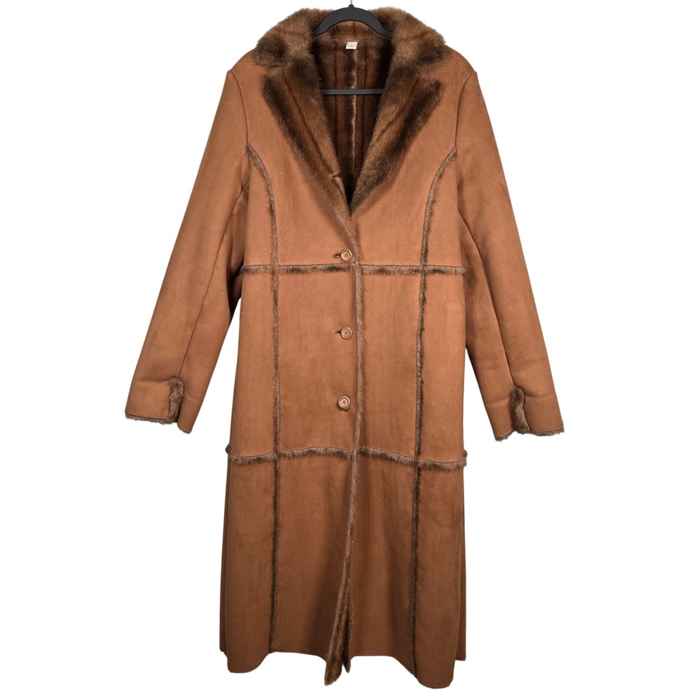 Marvin Richards Penny Lane Suede & Faux Fur Trim Coat Women Medium Patchwork